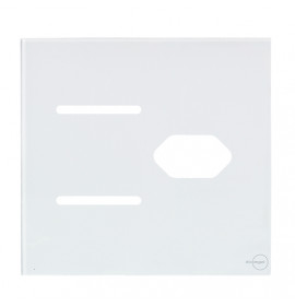 Placa p/ 2 Interruptorres + Tomada 4x4 - Novara Glass Branco